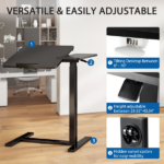 Adjustable Overbed Table with Wheels, Mobile Rolling Laptop Desk, Tilting Bedside Table for Laptop, Bed, Sofa, and Office Use, Black (Shipment from Walmart) - Image 6