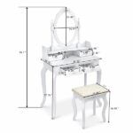 Modern Concise 4-Drawer 360-Degree Rotation Removable Mirror Dresser White =32759839 - Image 10