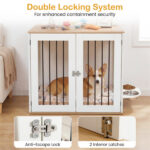 Furniture Style Dog Crate with 360° Rotating Feeder & 304 Stainless Steel Bowls, Double Locking Indoor Dog Kennel - Image 8