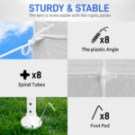 10'x30' Outdoor Party Tent with 8 Removable Sidewalls, Waterproof Canopy Patio Wedding Gazebo, White - Image 16