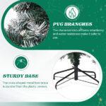 7.5 FT Artificial Snow Tipped Christmas Tree with DIY 350 Warm Lights Remote Control, Hinged Xmas Pine Tree with Silver Ribbon Ornaments for Holiday Party Office Home, Green & Snow Tipped - Image 7