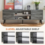 TV Stand for TVs up to 60", Modern Mid Century Entertainment Center with Storage, 2 Cabinet Media Console Table, Wood Gray (Shipment from Walmart) - Image 4