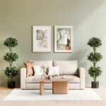 51" Artificial Boxwood Topiary Tree with 59 Flowers, Realistic Faux Evergreen Plant - White - Image 3