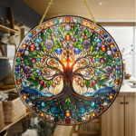 CIFbuy Tree of Life Wall Art Colorful Stained Glass Design Smooth Edges Indoor Outdoor Decor Housewarming Gift Acrylic Suncatcher (TikTok, temu pick-up service) - Image 3