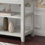 Console Table with Wood Frame and Legs, Sofa Table Entryway Table with 3 Drawers and 2 Open Shelves Antique White - Image 9