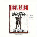 CIFbuy Vintage Metal Sign "Beware Staffie On Patrol" 8x12 Inch Rustic Farmhouse Wall Decor Humorous Warning Plaque Durable Tin Plaque F TikTok, TikTok, ue F Self-pickup Logiopics - Image 3