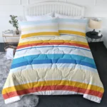 Rainbow Striped Comforter Set Queen Size, Red Yellow Blue Comforter Bedding Set for Teen Girls Adults, 3 Piece, 1 Comforter (90"x90") and 2 Pillow Shams (20"x36")