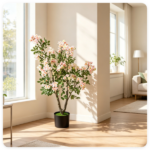 2 Pack 36" Artificial Impatiens Blossom Tree, Silk Fake Potted Flower Tree with Cement Base, Lifelike Faux Floral Plant for Home Porch Office Decor - Image 9