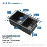 Stainless Steel Kitchen Sink, 32″x19″ Double Bowl in Black, Overmount Handmade Sink, with US Standard Drain and Hook[Unable ship on weekends, TK/TEMU only for pickup, only TX10643 warehouse supports GOFO] - Image 2