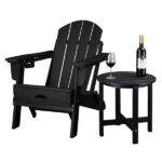 46*46*46cm Single Layer Round HDPE Side Table Black - Image 11