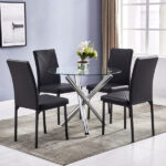 90*90*75cm Round Glass Dining Table Transparent Glass Table Leg Cross Design - Image 10