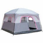 6 Person Outdoor Camping Tent, Waterproof Windproof Easy Setup, Double Layer Family Camping Tent with 1 Mesh Door & 5 Large Mesh Windows, Gray - Image 3
