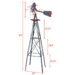8FT Weather Resistant Yard Garden Windmill Gray & Red - Image 9