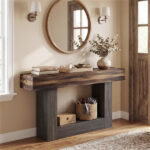 63" Long Narrow Entryway Table with Anti-Tip Safety, Farmhouse Sofa Console Table with 2-Tier Storage for Living Room Hallway Foyer - Image 5