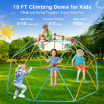 10FT Climbing Dome for Kids Jungle Gym Apply To Park Dome Climber With Swing Playground Equipment,Blue - Image 7