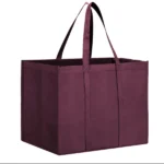 Wine red 4-piece reusable non-woven shopping tote bag, large capacity waterproof and environmentally friendly shopping bag, reinforced handle design, blank customizable gift storage tote bag, suitable for supermarket procurement