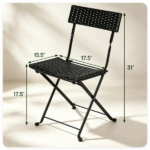 3 Piece Folding PE Rattan Bistro Set, Black Wicker Patio Dining Set with 1 Coffee Table & 2 Ergonomic Chairs, Foldable Outdoor Furniture for Garden Backyard Poolside - Image 5