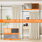Drill-Free L-Shaped Room Divider Curtain Rod, Adjustable 28"-142"W x 4-10 ft H Heavy-Duty Partition Rod- Black - Image 11