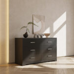 6 Drawer Double Dresser for Bedroom, Wide Storage Cabinet for Living Room Home Entryway, Black - Image 3