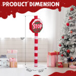 Lighted STOP Sign Christmas Yard Decorations, Pre-lit Road Sign SANTA STOP HERE with 70 LED White Lights and Stakes for Xmas Outdoor Holiday Indoor Decor Lighted Holiday Displays - Image 9