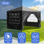 Same Code 00418742 10'x10' Gazebo Waterproof Outdoor Canopy Patio Tent Party Tent for Wedding BBQ Cater, Black - Image 8