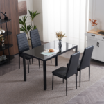 4pcs Elegant Assembled Stripping Texture High Backrest Dining Chairs Black Replace encoding 13028198-18410366 - Image 51