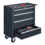 Single-bottom cabinet 4-draw, steel, black 330lb instrument cart, storage room - Image 21