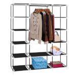 69" Portable Clothes Closet Wardrobe Storage Organizer with Non-Woven Fabric Quick and Easy to Assemble Extra Strong and Durable Black - Image 11