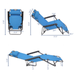 Same Code 75407956 Folding Chaise Lounge Chair for Outdoor, 2-in-1 Portable Tanning Chair with Pillow, Adjustable Recliner Chair for Beach Camping Pool, Blue - Image 19