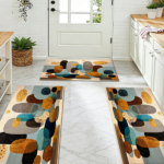 Three-piece kitchen rug set, non-slip and washable, abstract pattern kitchen hallway rug, soft and comfortable, suitable for sinks, floors, entrances, hallways and bathrooms. - Image 10