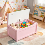 Pink Storage Bench Toy Box Chest with Large 27L Interior Toy Organizer with Top Lid And Backrest for Nursery Playroom Bedroom Furniture 24" x 12" x 20" - Image 6