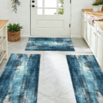 Three-piece kitchen rug set, non-slip and washable, abstract pattern kitchen hallway rug, soft and comfortable, suitable for sinks, floors, entrances, hallways and bathrooms. - Image 11