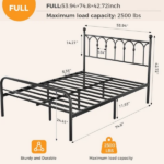 Full Metal Platform Bed Frame with Steel Slat Support, Underbed Storage, No Box Spring Needed, Easy Assembly(Shipment from Walmart) - Image 3