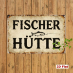 CIFbuy Vintage German HÜTTE 2D Flat Metal Sign, Fishing Theme Wall Art With Fun Quotes, Farmhouse Decor For Home Bar Gar 2D FlaikTok, 2D FlaikTok, Self-Thckup Logiopar - Image 7