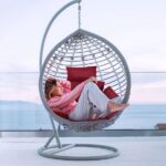 Egg Chair Cushion Hanging Basket Seat Cushion,Thicken Soft Egg Swing Chair Pad,Hanging Egg Chair Cushion with Headrest Red - Image 3