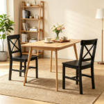 Black Farmhouse Wooden Dining Chairs Set of 2 with Cross Back Design for Kitchen Table Only chairs - Image 5