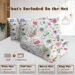 3 pcs Watercolor Wildflower Quilted Bedspread Set, Colorful Botanical Floral Print Quilt Set, Lightweight Reversible Coverlet with Pillow Shams, Spring Garden Bedding for Bedroom Decor temu can only be self-picked up - Image 5