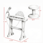 Pink 32-Key Kids Toy Piano: Princess Style with Stool, MP3, Record, Flashing Lights & Microphone - Image 4