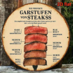 CIFbuy 1pc Vintage French/German Steak Doneness Chart, 8x8 Inch Retro Meat Temperature Guide Sign, 2D Flat Kitchen Decor For Restaurant TikTok, TikTok, Self-pickup Logiopics
