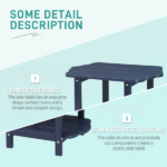 2-Tier Outdoor Side Table, HDPE Adirondack Table Patio Side Table, Weather Resistant End Table Small Outdoor Table, Navy Blue - Image 4