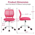 Kids & Teens Desk Chair with Adjustable Height and 360 Degree Swivel, Pink (Shipment from Walmart) - Image 4
