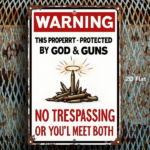 CIFbuy 1pc Rustic Guns Protect Property No Trespassing Sign, 8x12 Inch Decorative Wall Plaque For Living Room & Game Room Home Decor TikTok, TikTok, Self-pickup Logiopics - Image 3