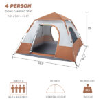 240*240*150cm Spring Quick Opening Four-Person Family Tent Camping Tent Brown - Image 8