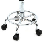 Round Shape Adjustable Salon Stool with Back and Line White - Image 5