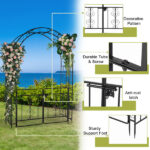 134.5*58.5*213cm Arc Roof Double Layer With Door Wrought Iron Iron Arch Courtyard Black - Image 15