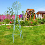 8FT Weather Resistant Yard Garden Windmill Blue - Image 25