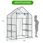 Mini Walk-In Greenhouse with PVC Cover, 4-Shelf Indoor Outdoor Garden Plant Shelves, Roll-Up Zipper Door, 56"x29"x77" (Shipment from Walmart) - Image 3