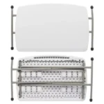 Adjustable Folding Table, 30 x 20 in Small HDPE Portable Personal Table with Steel Legs, White Gray, Indoor Outdoor Use (Shipment from Walmart) - Image 4
