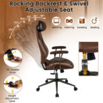 Brown Color Blocking Office Chair with 2D Adjustable Headrest, Ergonomic High-Back Desk Chair 330 lbs Capacity - Image 9