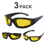 3 pairs Motorcycle Sports Biker Riding Glasses Wind Resistant Eye Protection Sports Goggles Cycling Glasses Sunglasses Yellow Color(US Logistics only For USPS.TK/TMEU only For self-pickup)